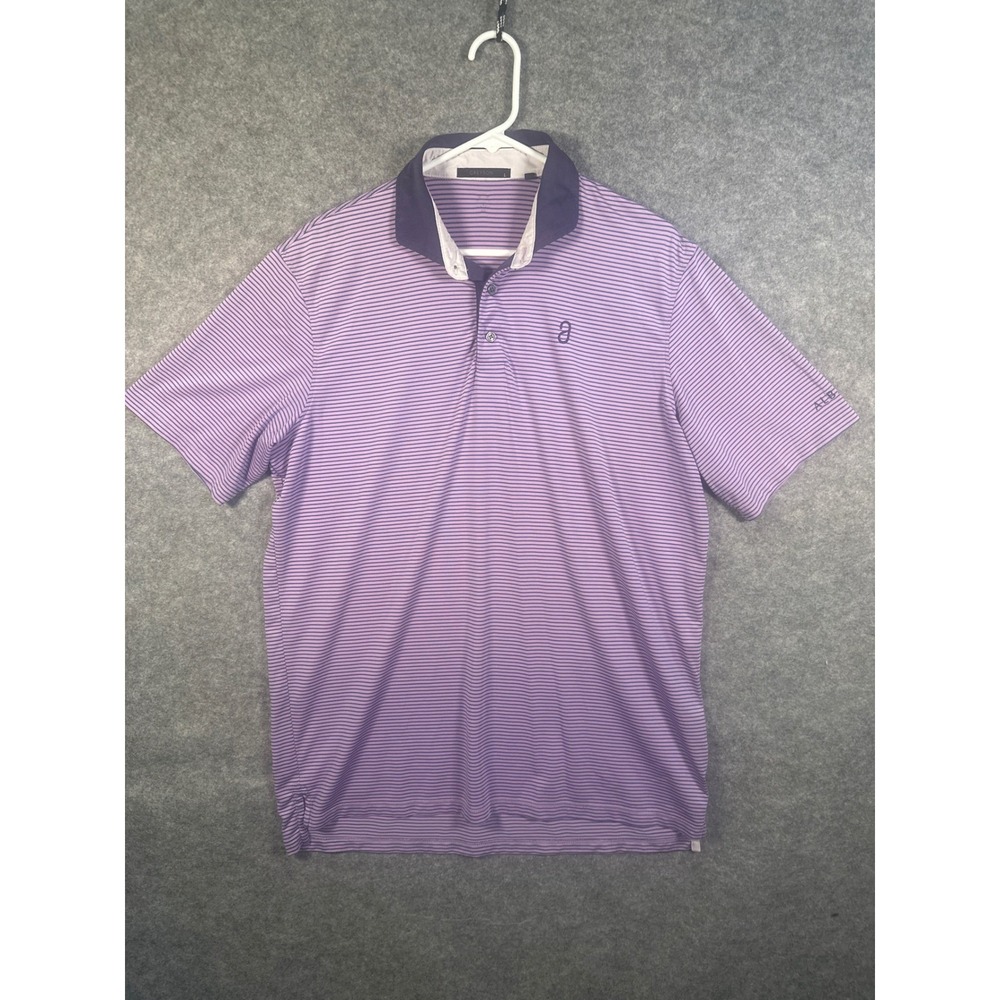 Greyson Men's Golf Polo Shirt Purple Stripe Short Sleeve Button Down Size Large